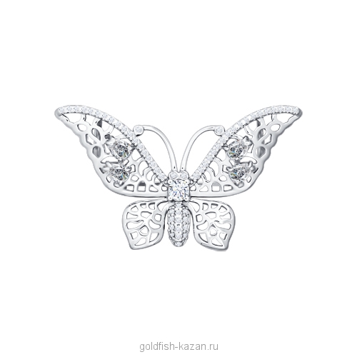 Серебряная брошь-бабочка