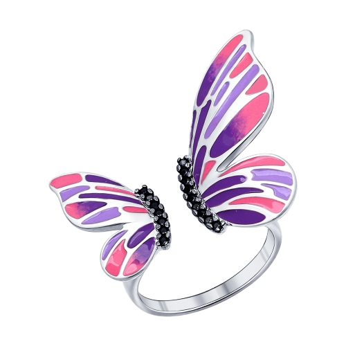 Кольцо бабочкас эмалью